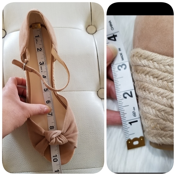 NINE WEST Cream And Tan Espadrilles Wedge Heel Sandals SIZE 9.5 M. - Picture 4 of 16